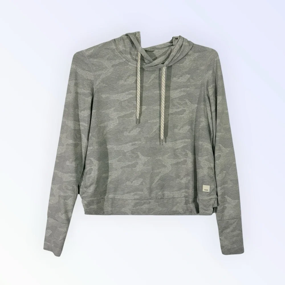 Vuori Yoga Casual Halo Essential Hoodie Gray Camo WOMRNS XS PALE HEATHER CAMO - Picture 2 of 8